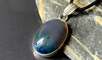 Agate Mousse pierre pendentif & Argent
