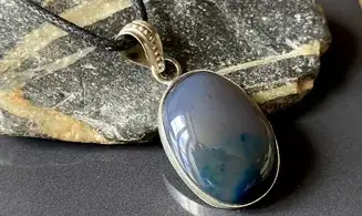 Agate Mousse pierre pendentif & Argent