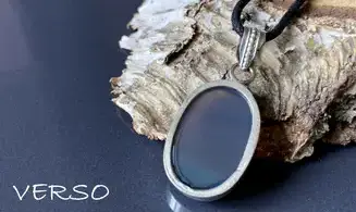 Agate Mousse pierre pendentif & Argent