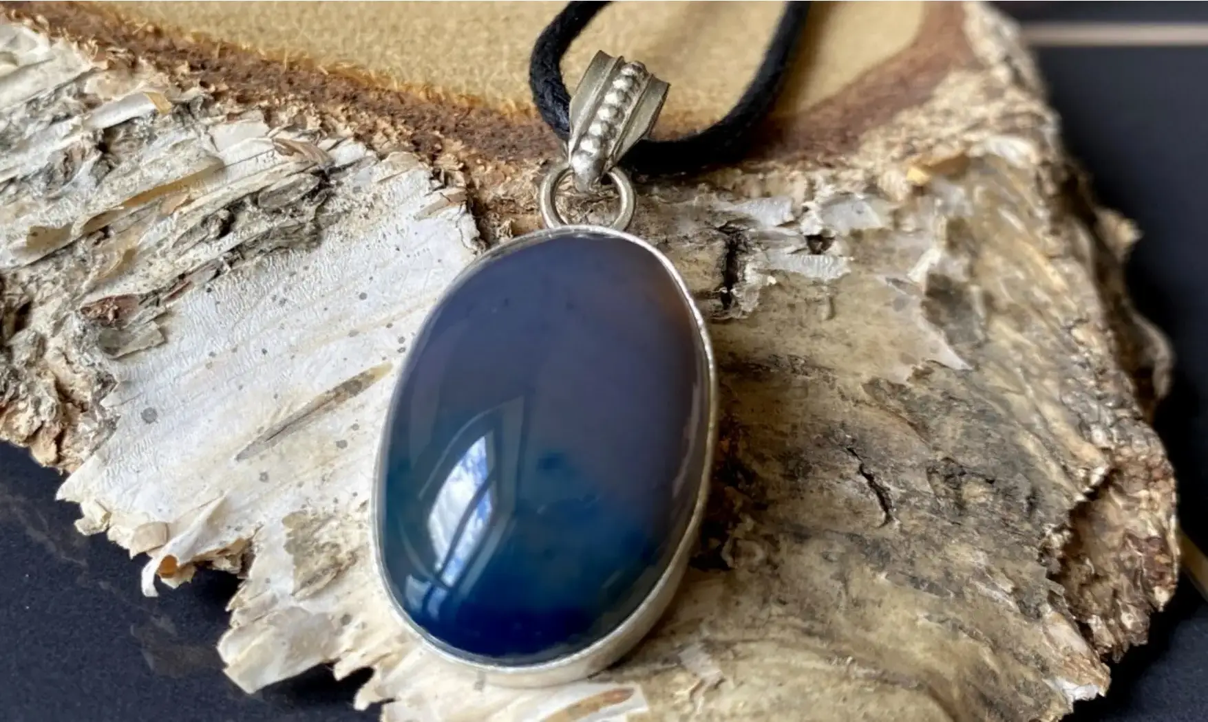 Agate Mousse pierre pendentif & Argent