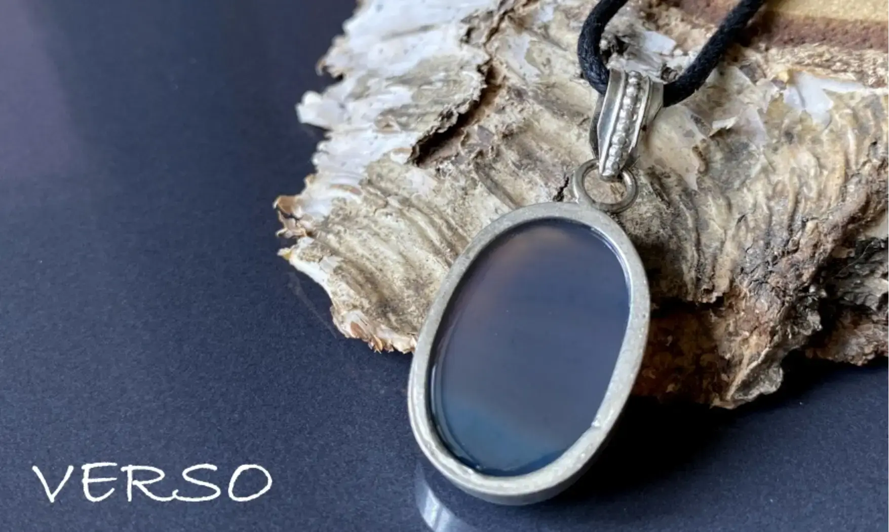 Agate Mousse pierre pendentif & Argent