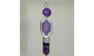 Améthyste pierre double pointe Pendule