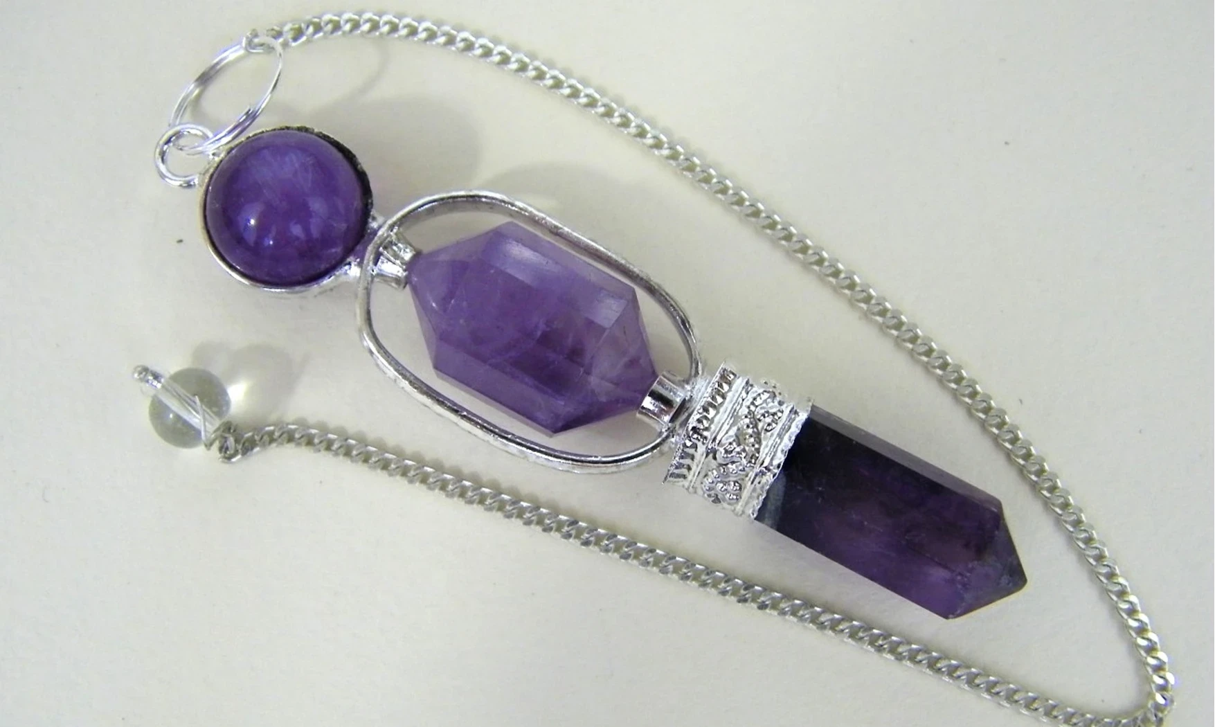 Améthyste pierre double pointe Pendule