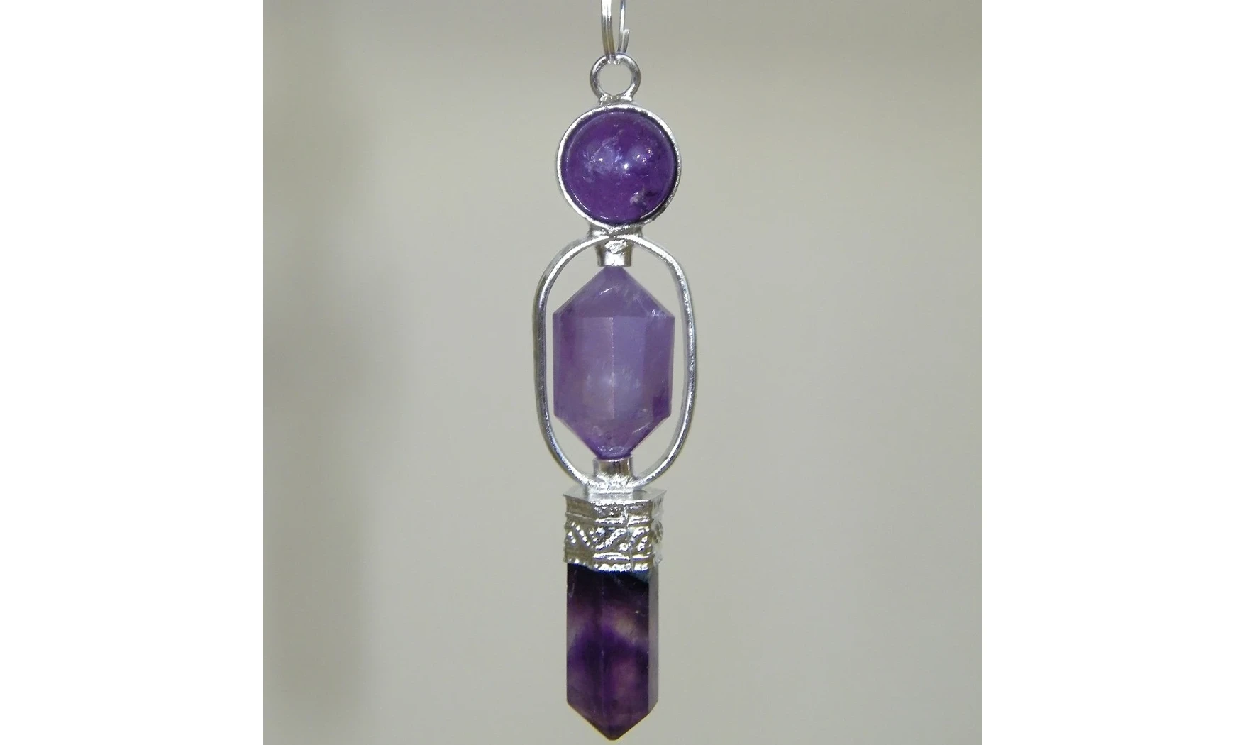 Améthyste pierre double pointe Pendule
