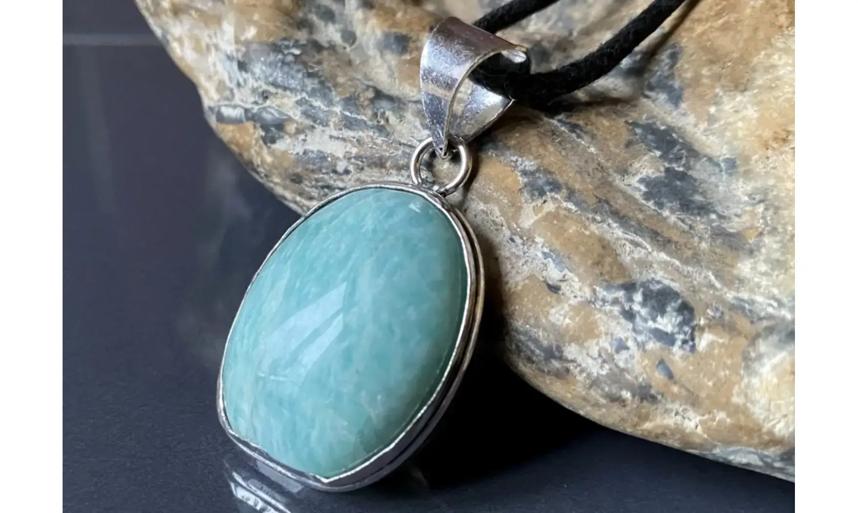 Amazonite & 925 plated Silver pendant