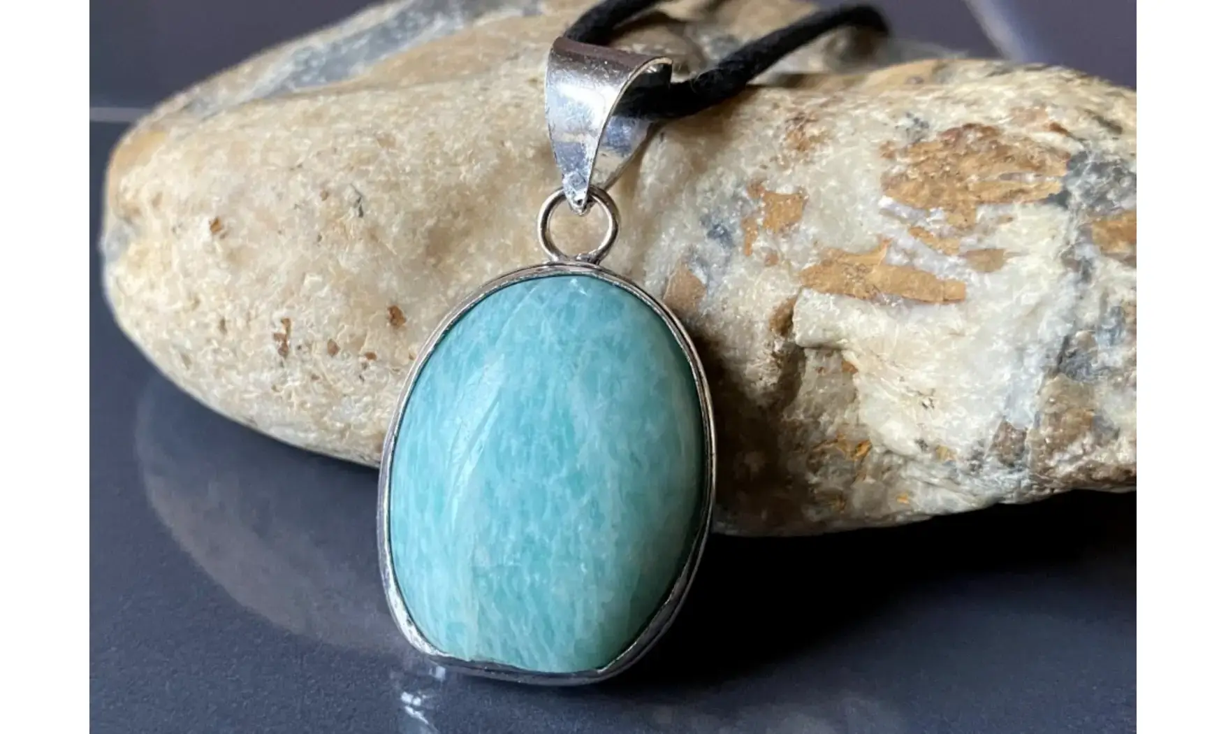 Amazonite & 925 plated Silver pendant