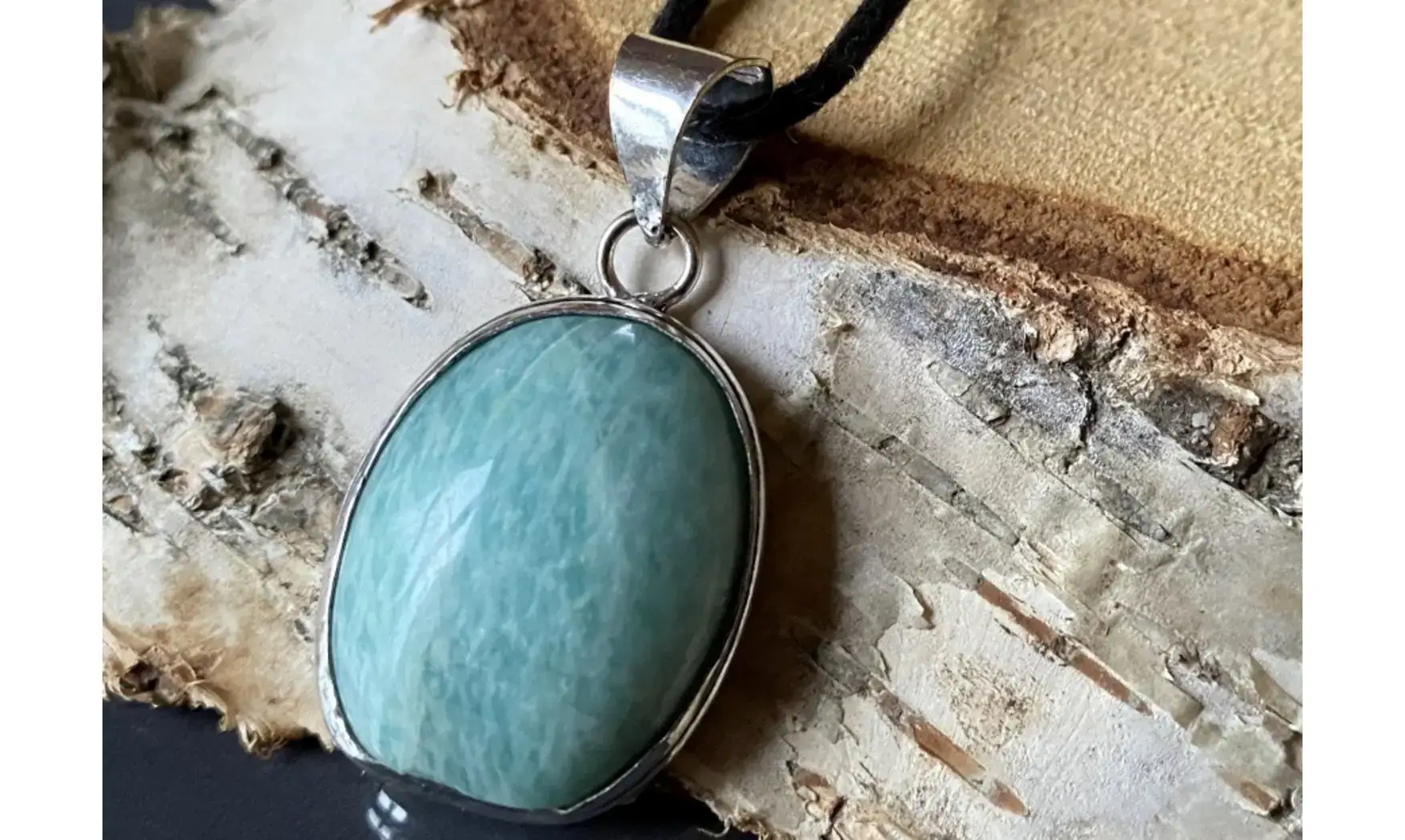 Amazonite & 925 plated Silver pendant