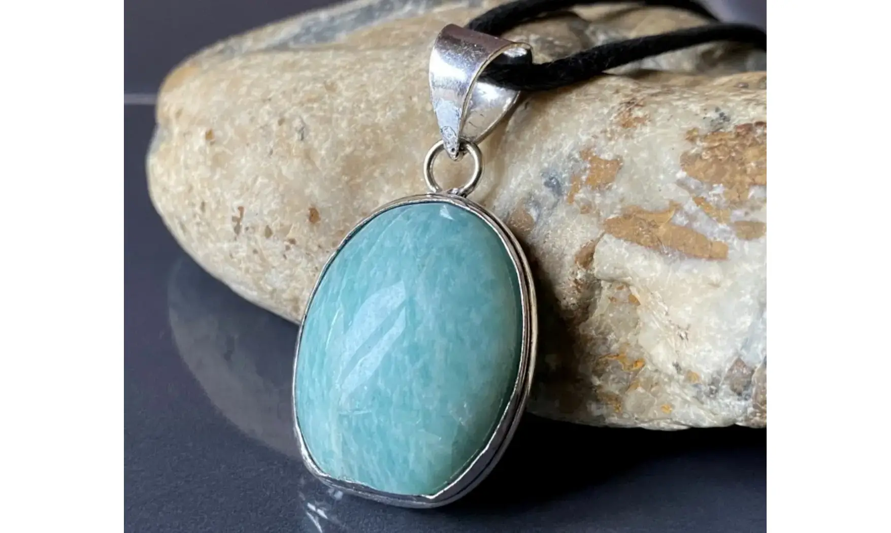 Amazonite & 925 plated Silver pendant