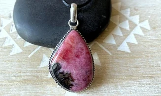 Rhodonite pierre pendentif Argent
