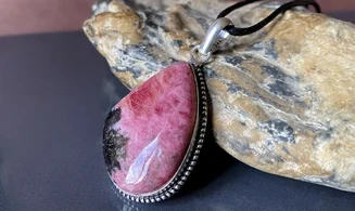 Rhodonite pierre pendentif Argent