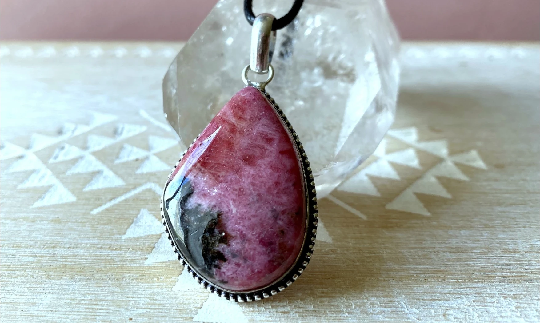 Rhodonite pierre pendentif Argent
