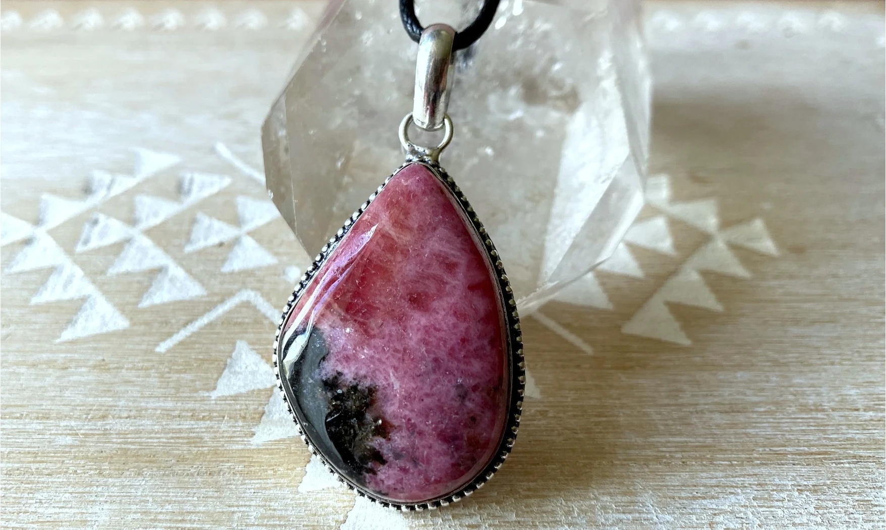Rhodonite pierre pendentif Argent