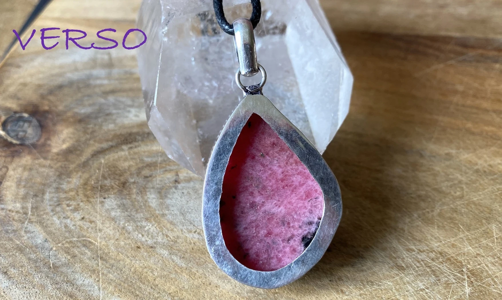 Rhodonite pierre pendentif Argent