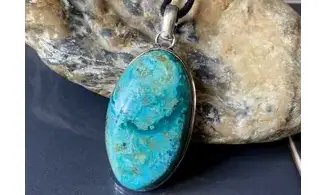 Chrysocolla & 925 Silver plated pendant