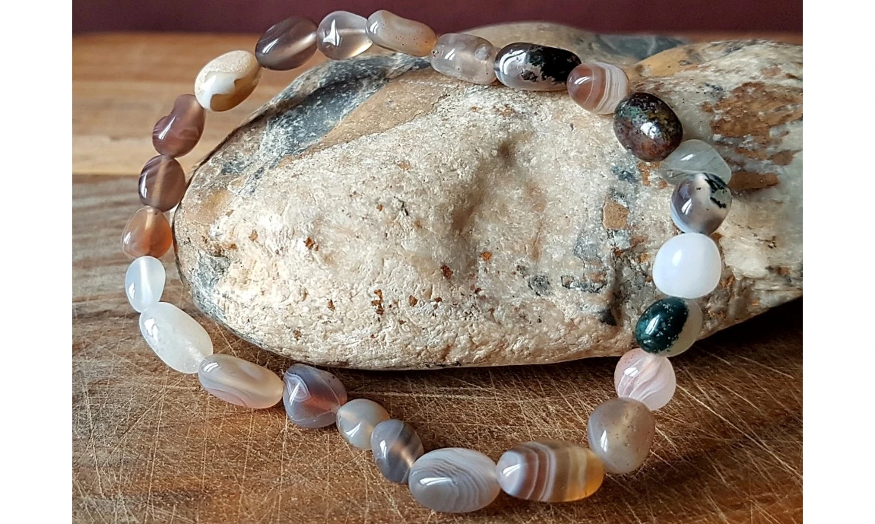 Agate de Botswana Bracelet Pépite pierre
