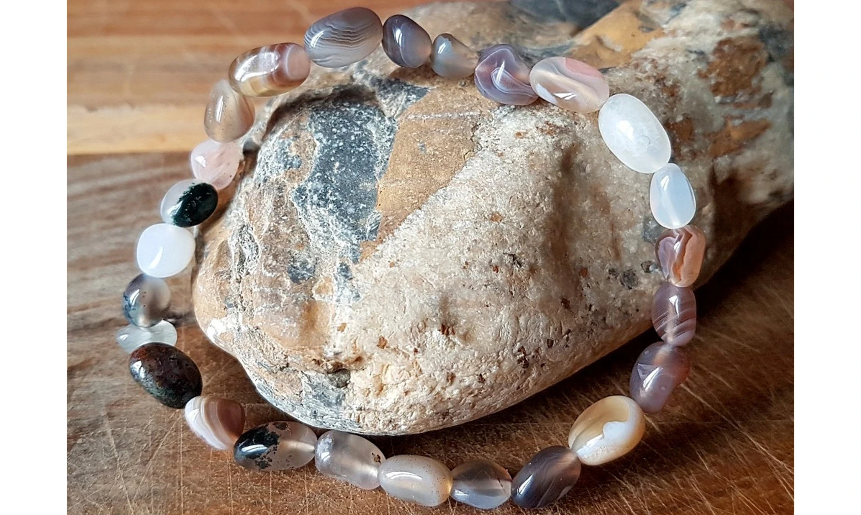Agate de Botswana Bracelet Pépite pierre