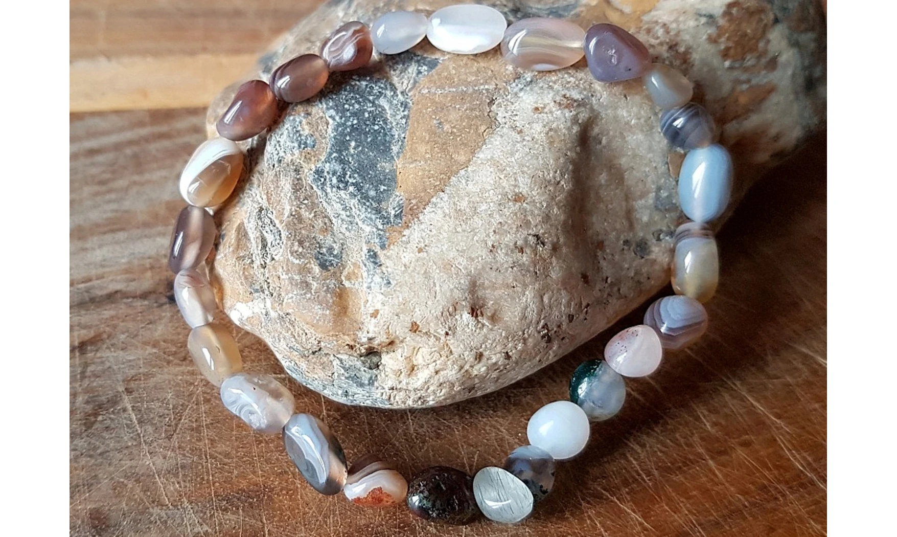 Agate de Botswana Bracelet Pépite pierre