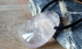 Rose Quartz stone drilled pendant 2