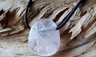 Quartz rose pierre percée 2 pendentif