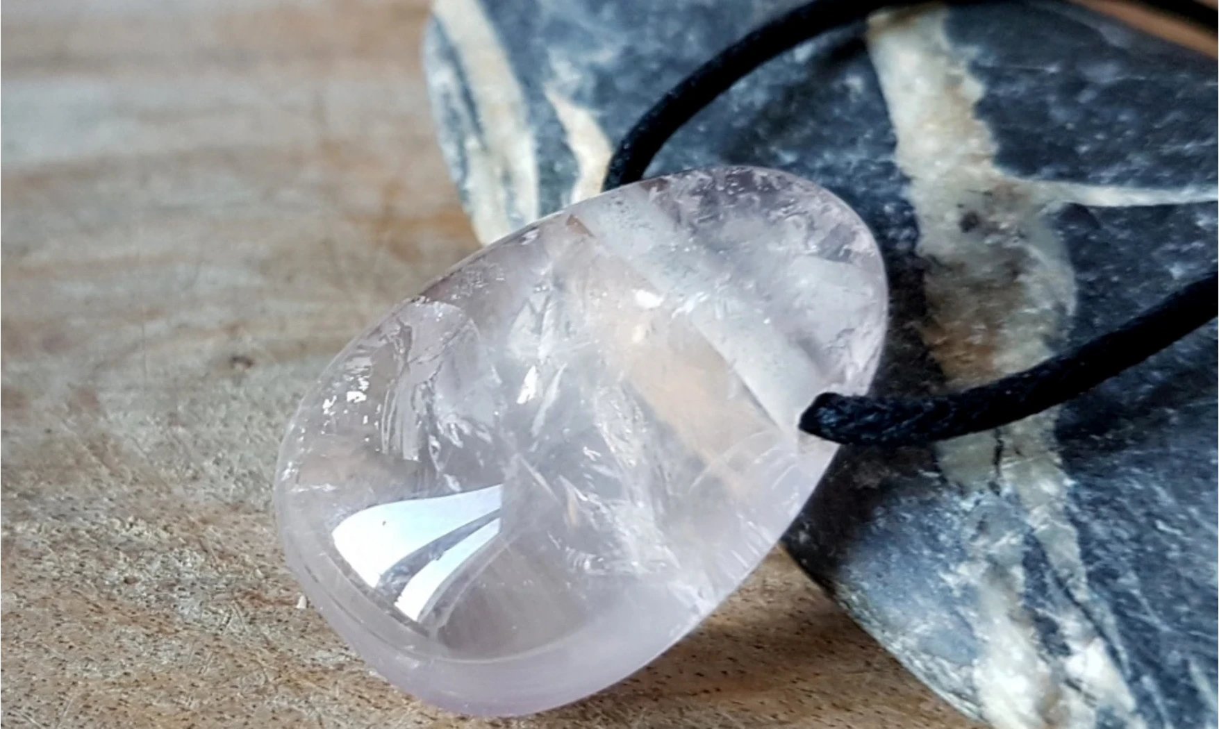 Quartz rose pierre percée 2 pendentif