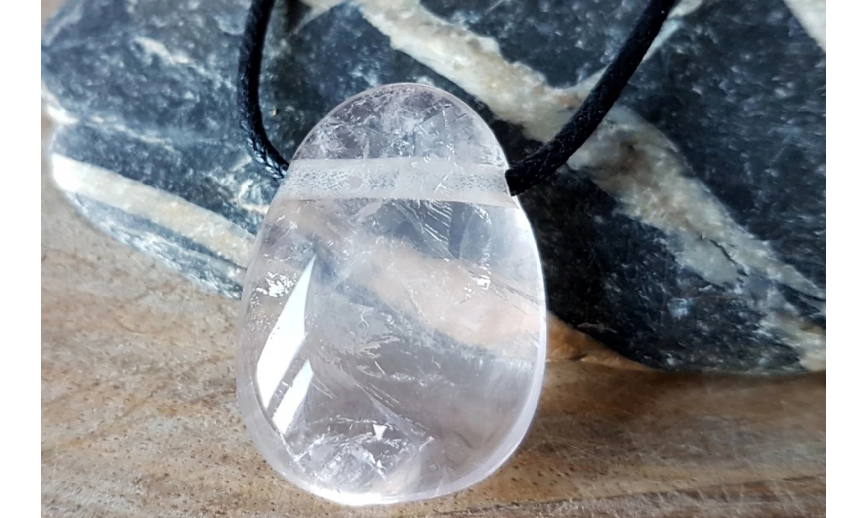 Quartz rose pierre percée 2 pendentif