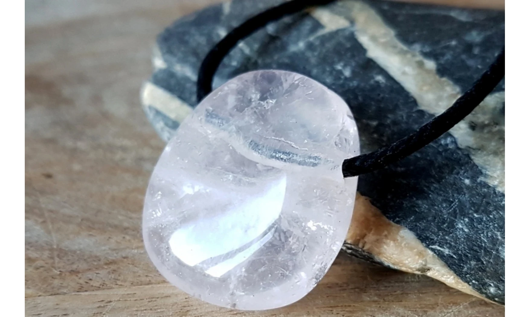 Quartz rose pierre percée 2 pendentif
