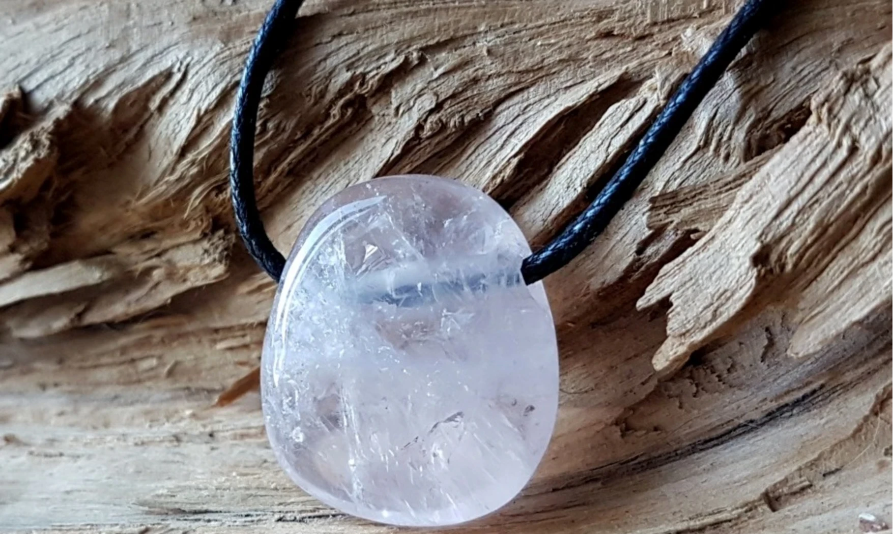 Quartz rose pierre percée 2 pendentif