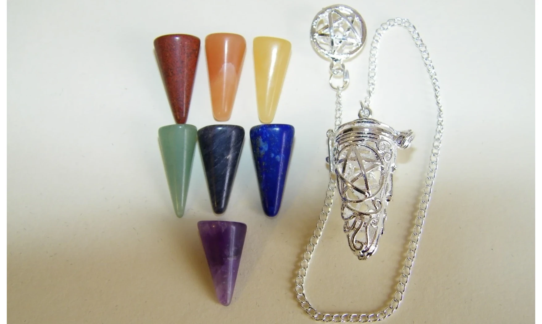 7 Chakras pierres Pentacle Pendule