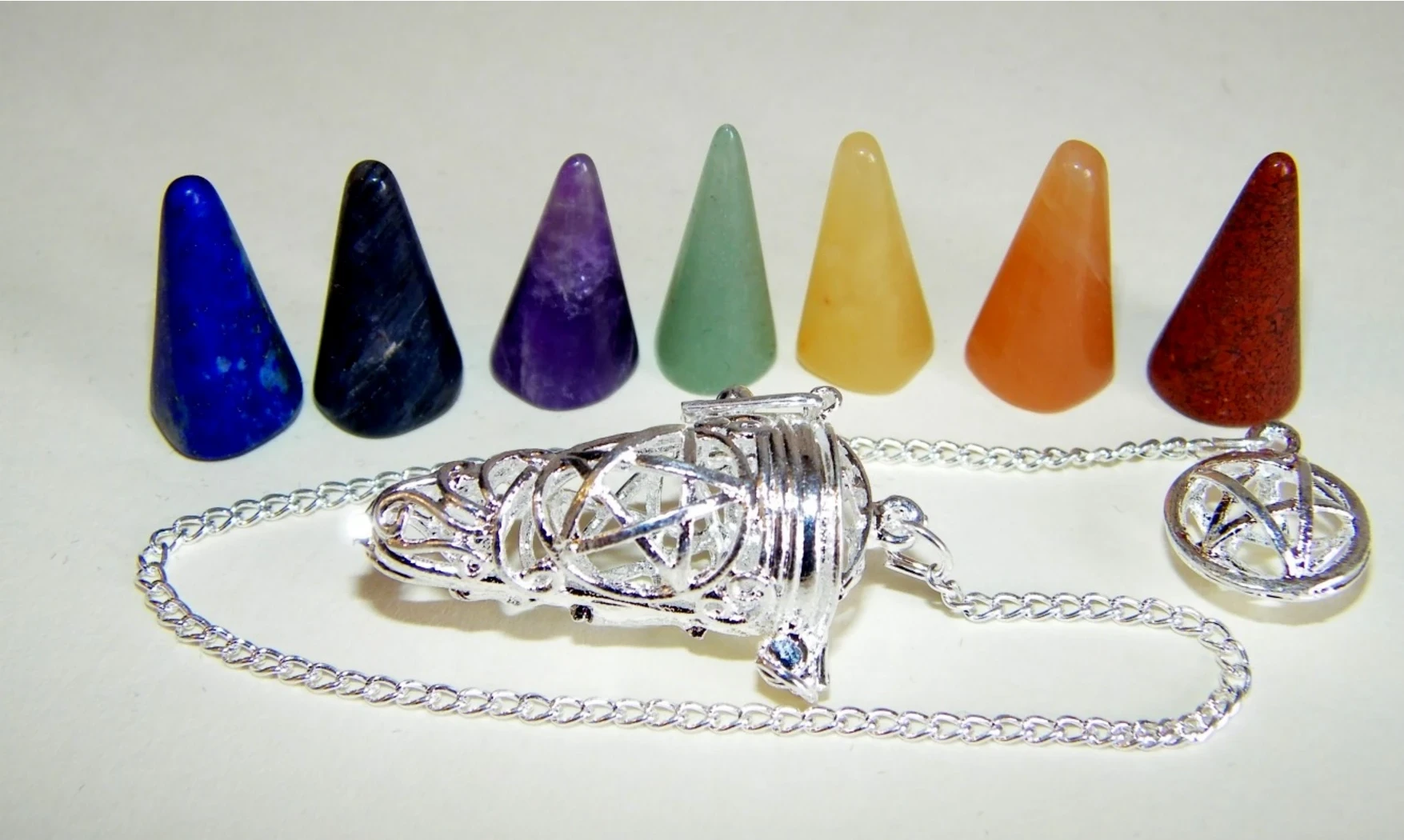 7 Chakras pierres Pentacle Pendule