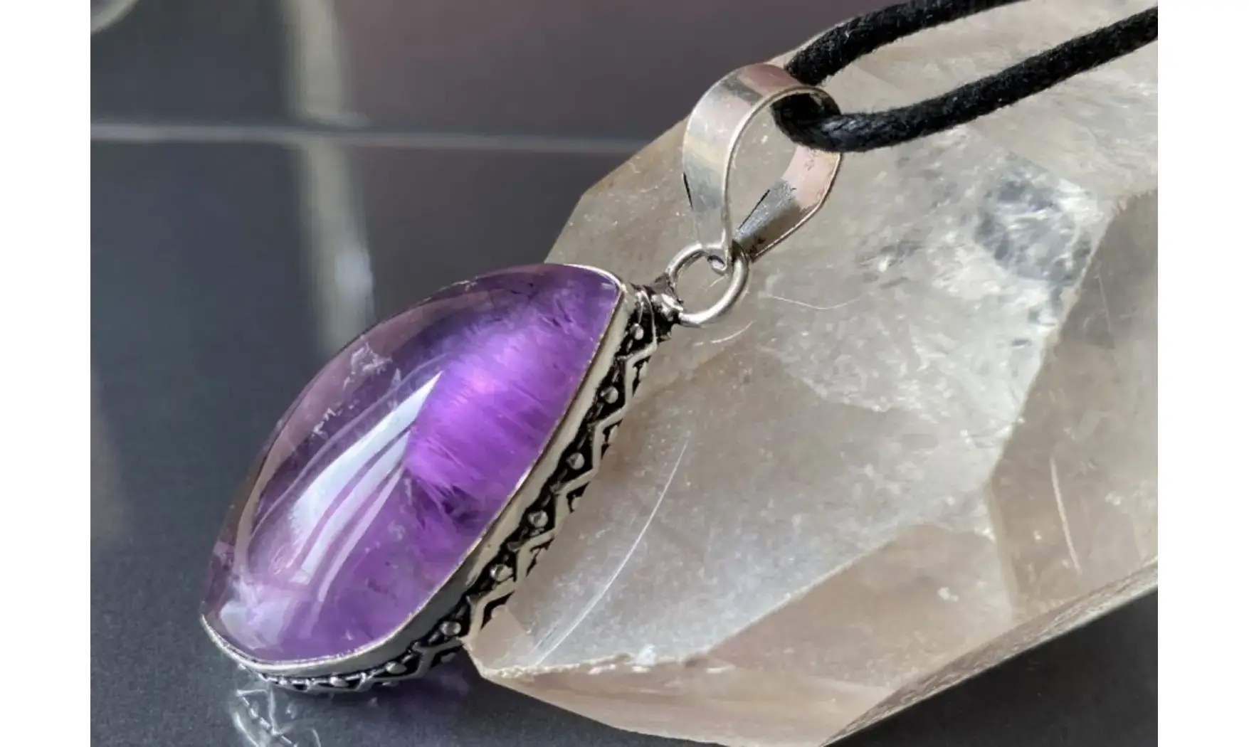 Améthyste pierre pendentif & Argent