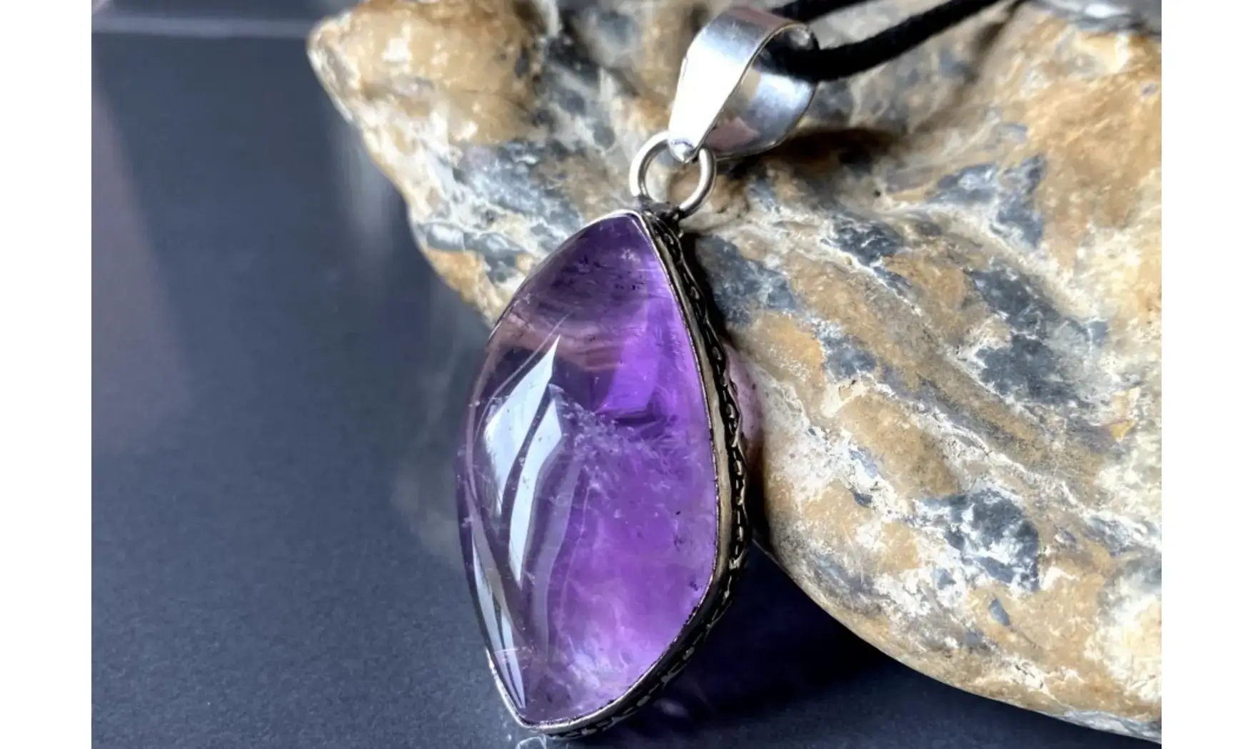 Améthyste pierre pendentif & Argent