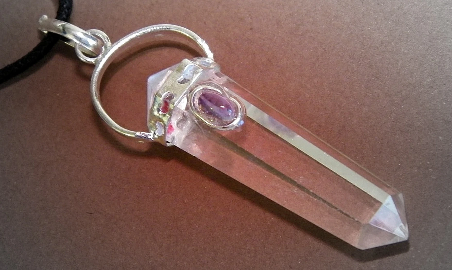 Cristal de roche pierre Pointe pendentif