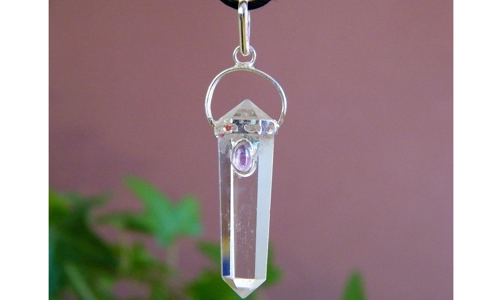 Cristal de roche pierre Pointe pendentif
