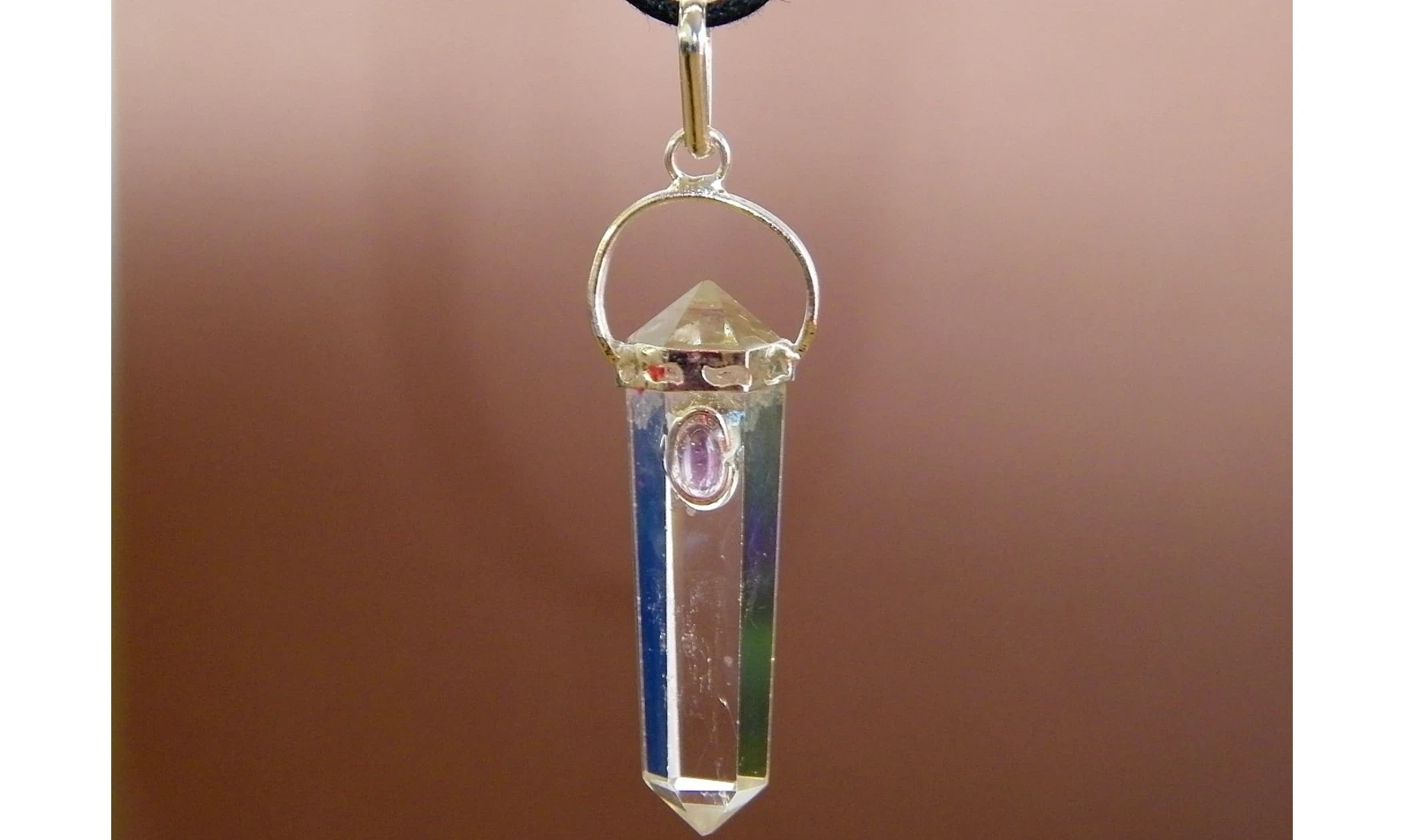 Cristal de roche pierre Pointe pendentif