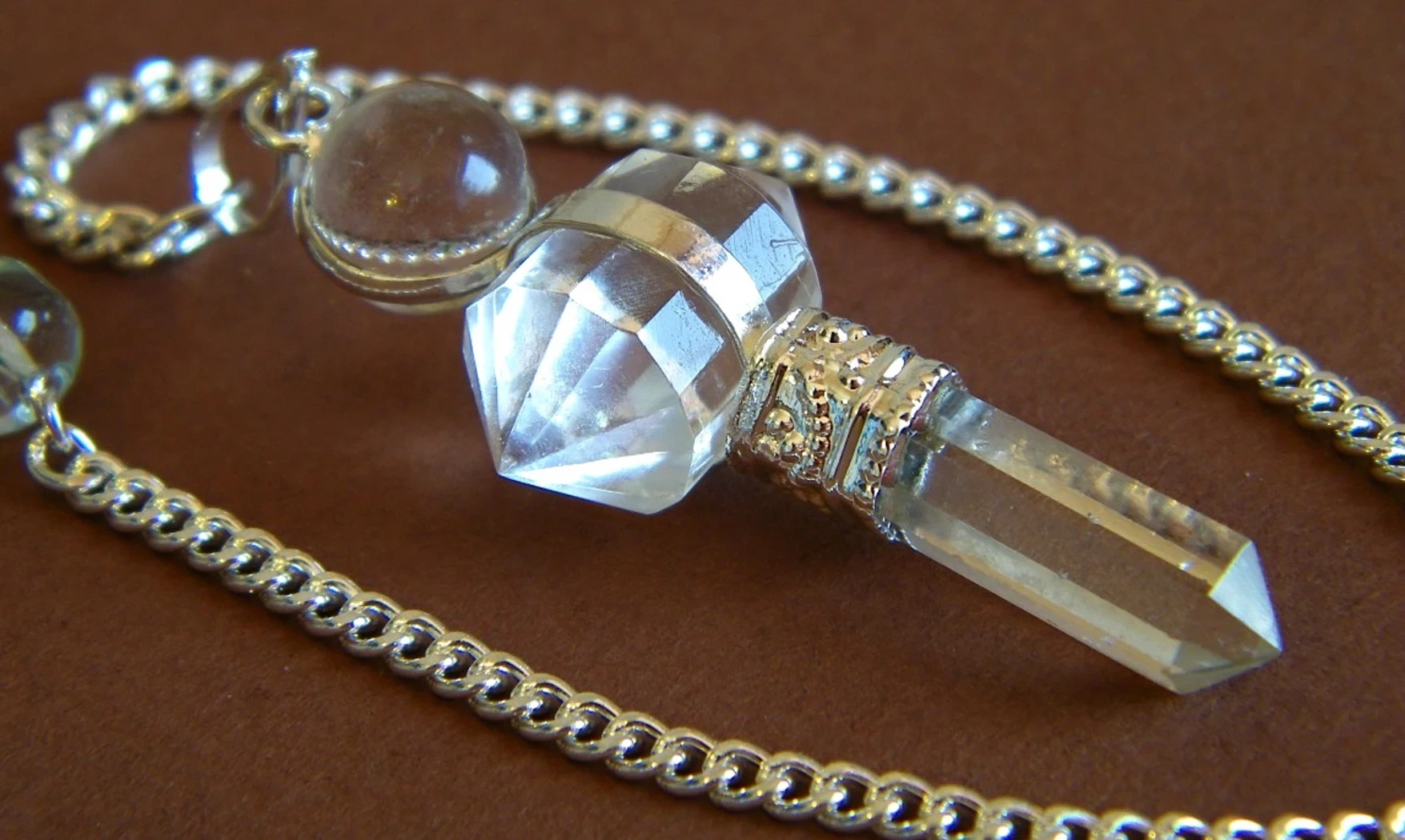 Cristal de roche Bi-Pointe Pendule