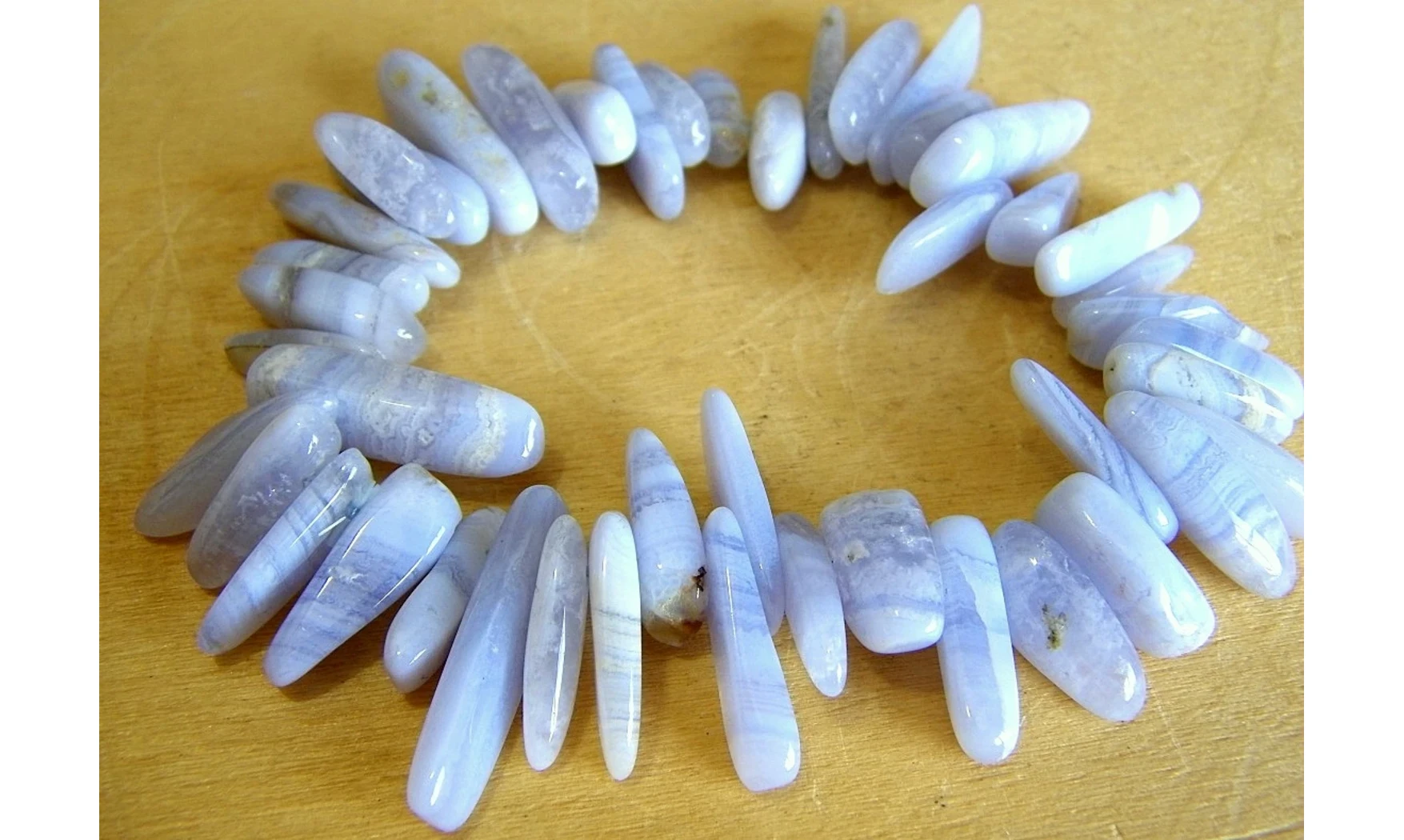Calcédoine bleue bracelet Baroque Long
