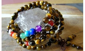 Oeil de Tigre Bracelet Chakras Mala