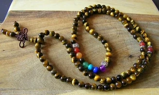 Oeil de Tigre Bracelet Chakras Mala