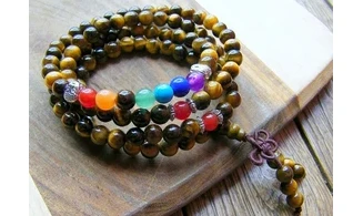 Oeil de Tigre Bracelet Chakras Mala