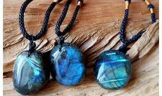Labradorite stone drilled pendant