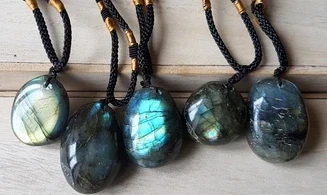 Labradorite stone drilled pendant