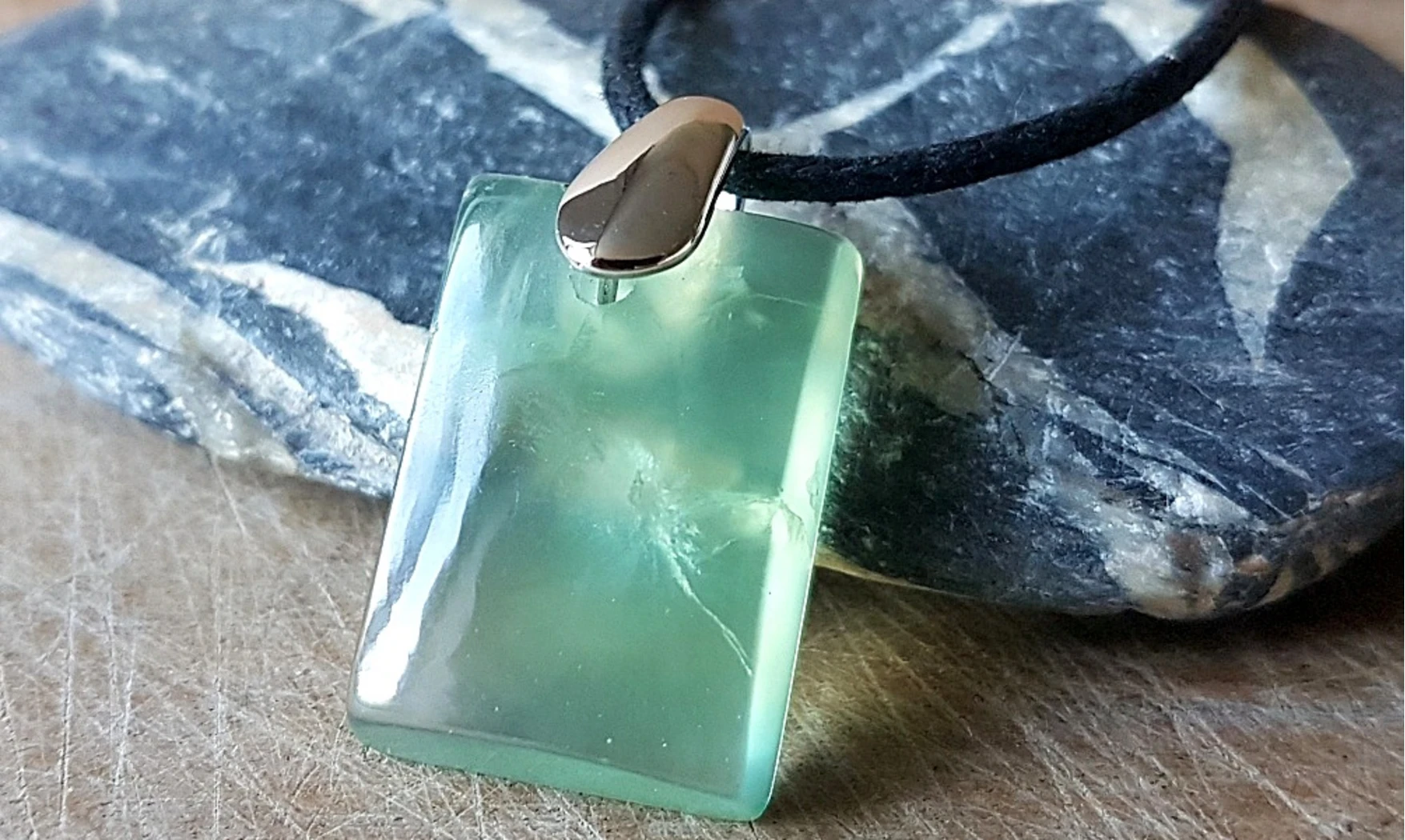 Green Fluorite Palm stone pendant