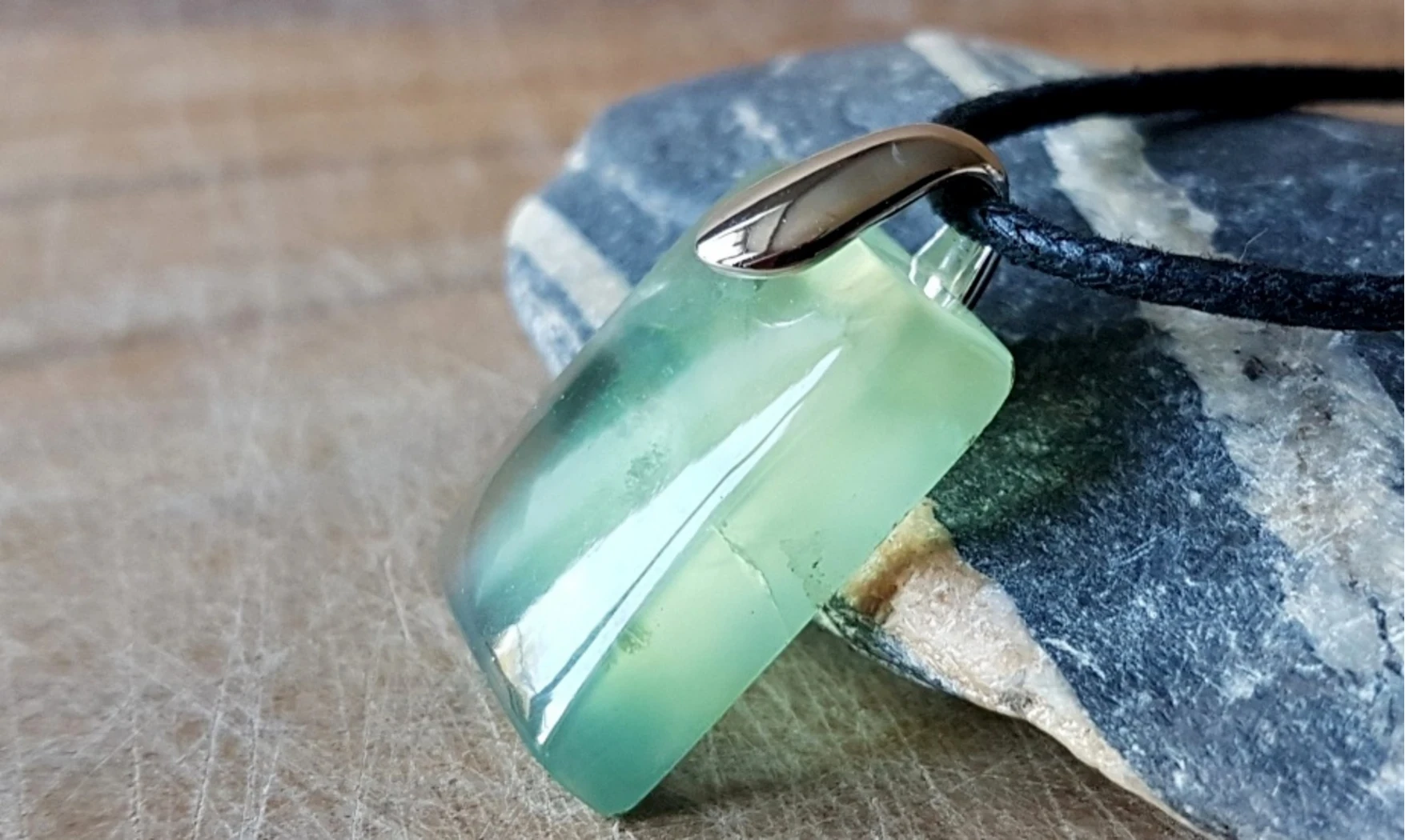 Green Fluorite Palm stone pendant