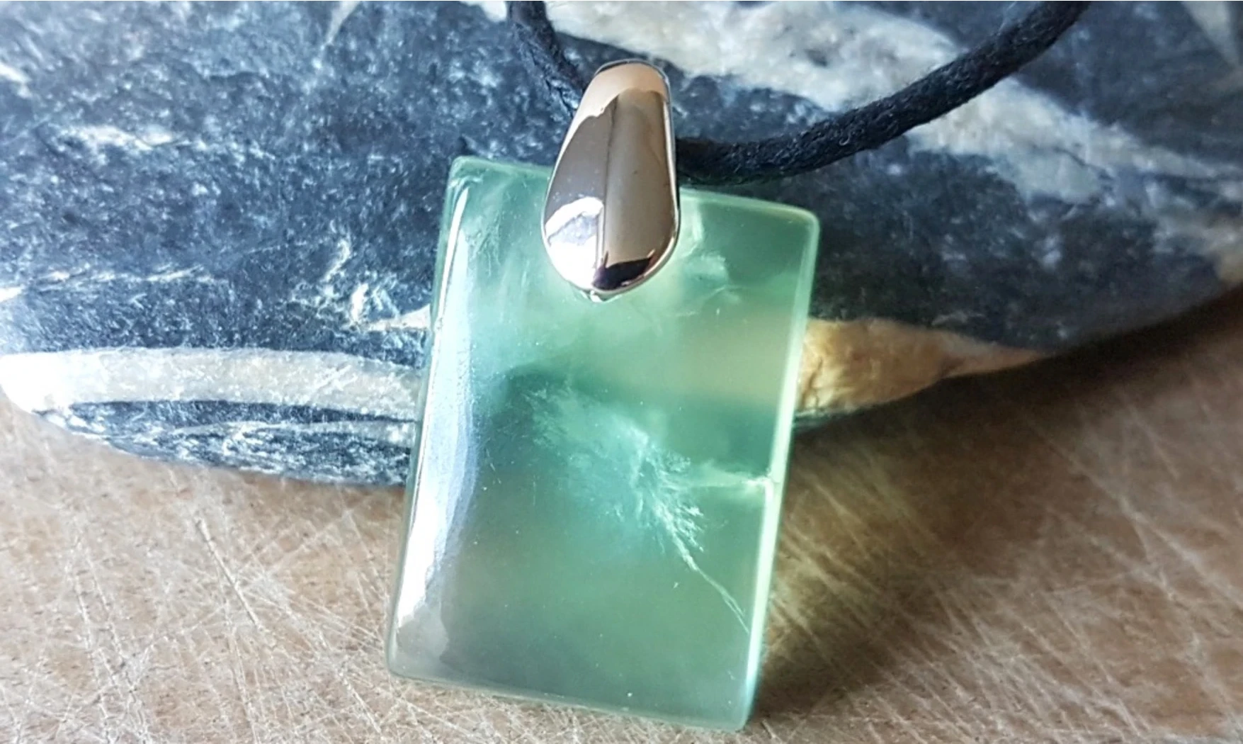 Green Fluorite Palm stone pendant