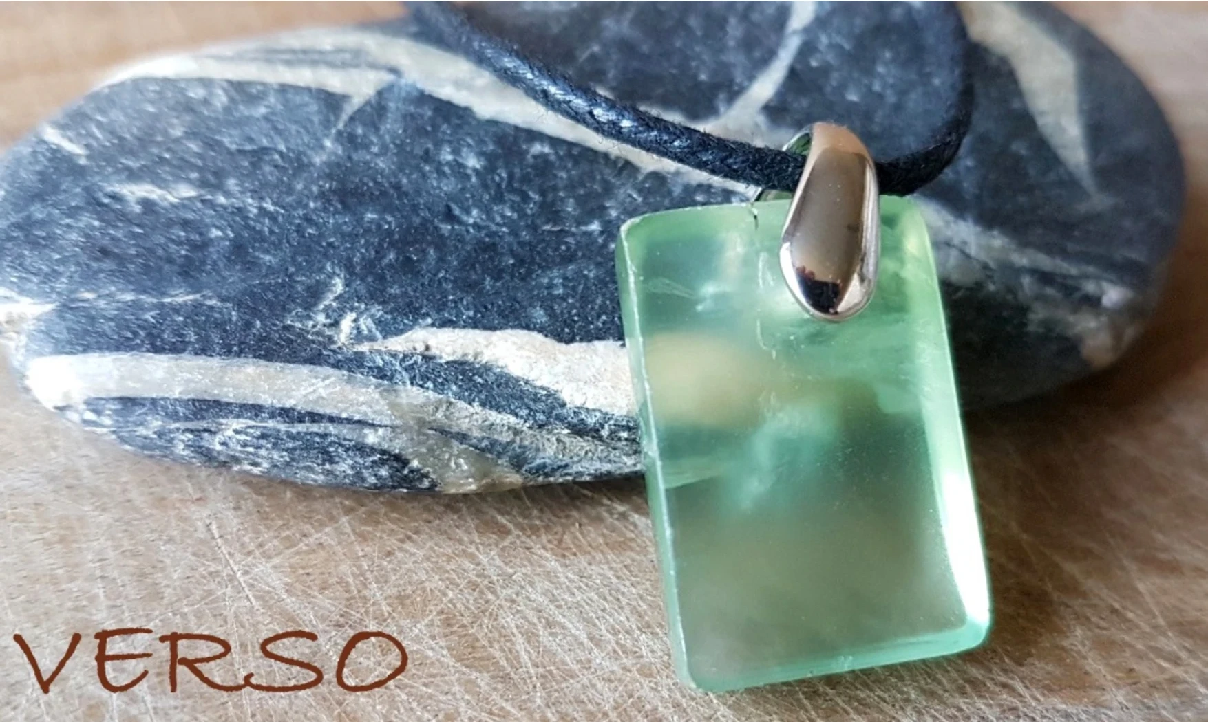 Green Fluorite Palm stone pendant