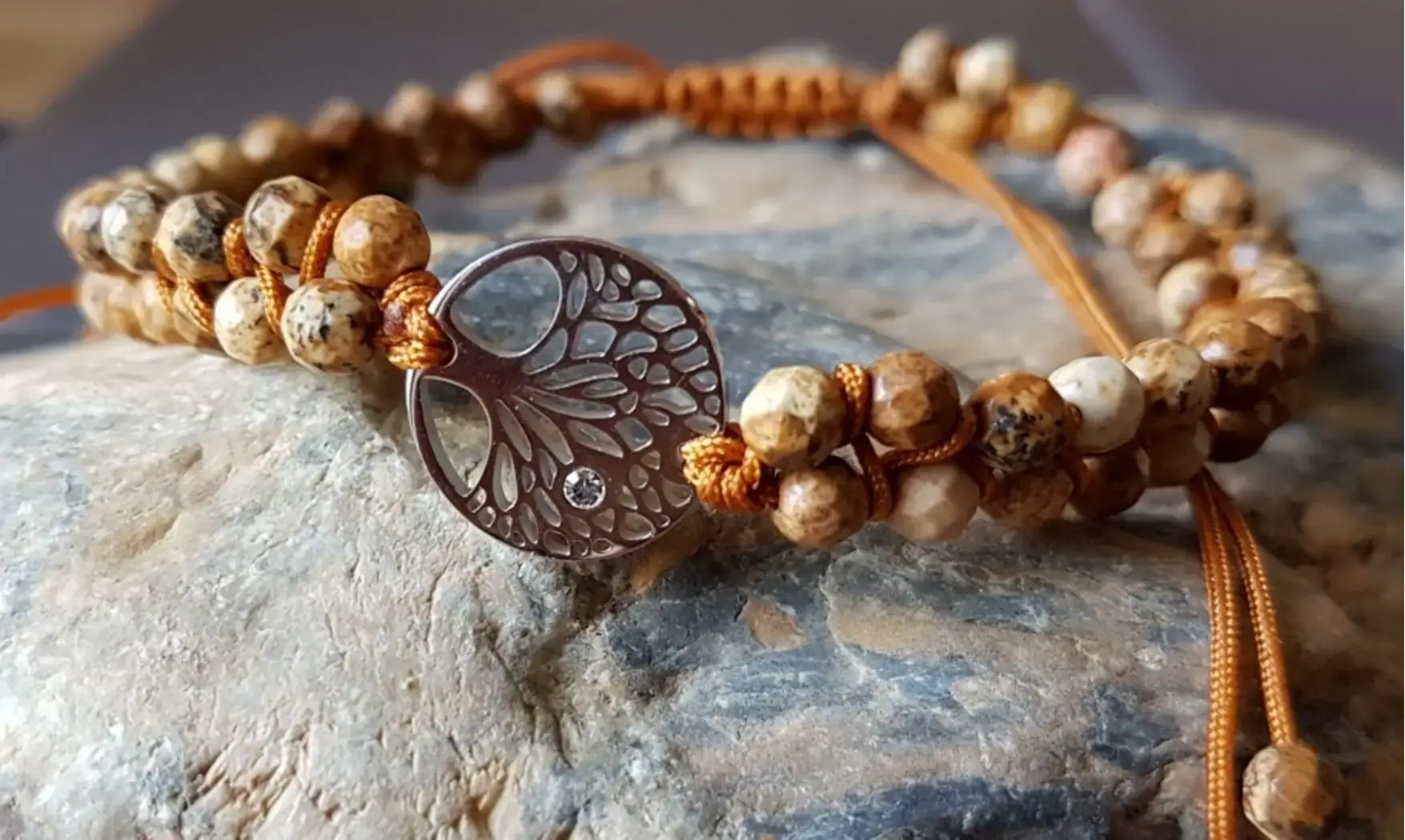 Jaspe Paysage Bracelet Shamballa pierres
