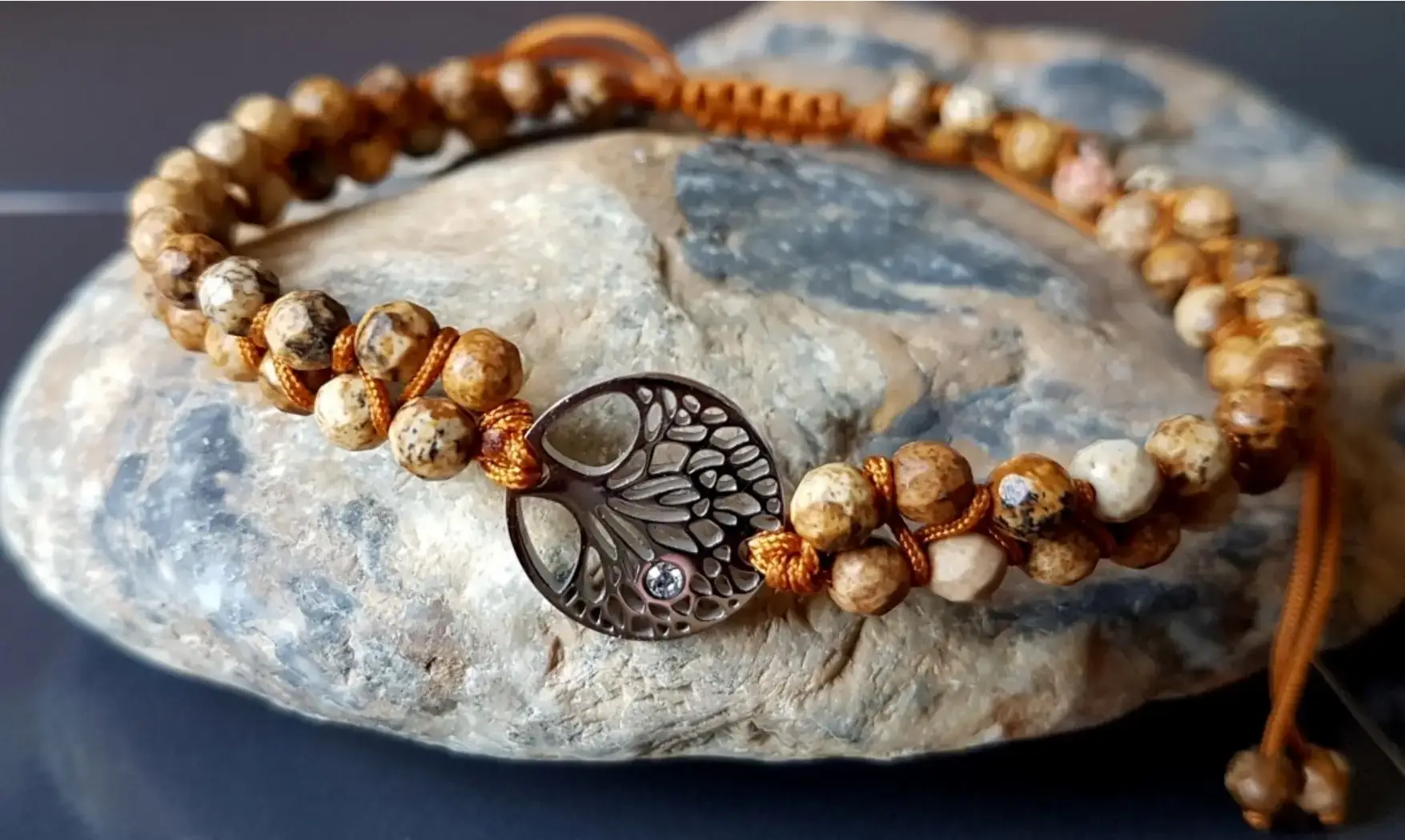 Jaspe Paysage Bracelet Shamballa pierres