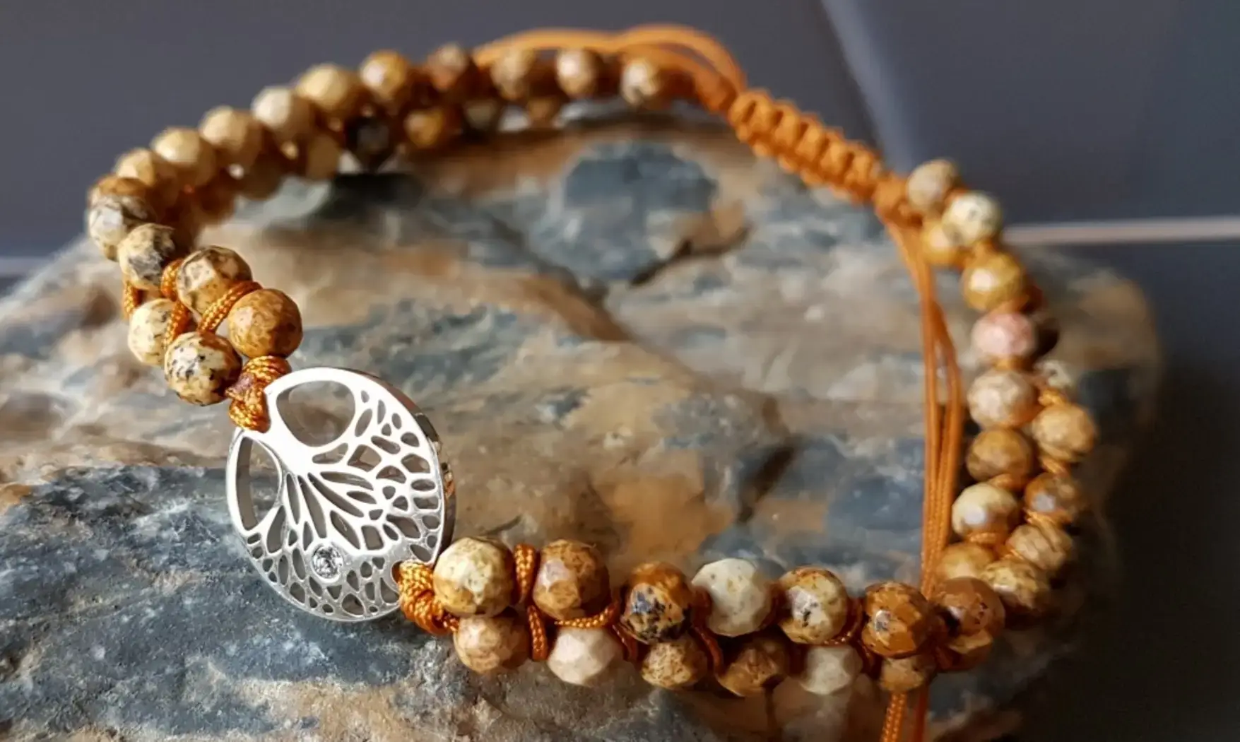 Jaspe Paysage Bracelet Shamballa pierres