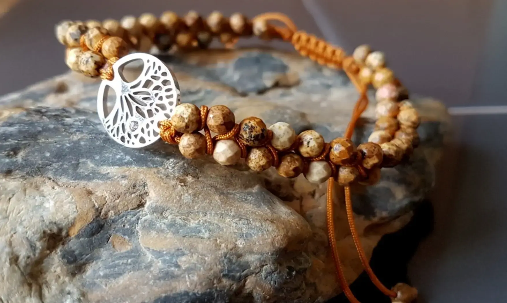 Jaspe Paysage Bracelet Shamballa pierres
