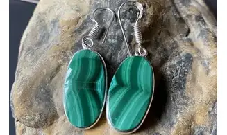 Malachite 925 Silver plated Earrings